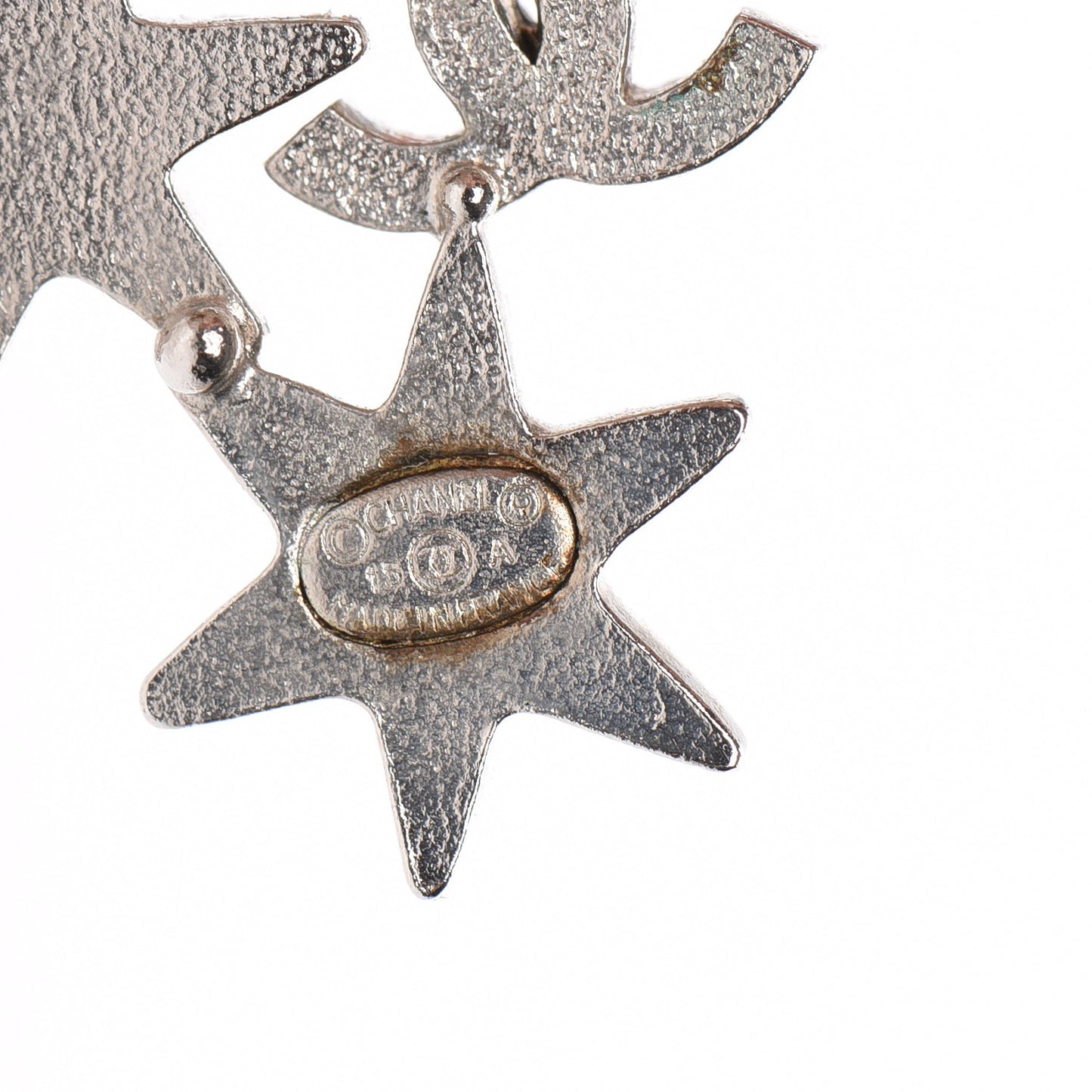 Crystal CC Star Earrings Silver