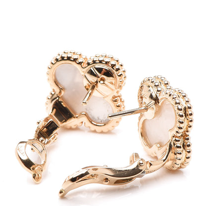 Van Cleef & Arpels 18K Yellow Gold Mother of Pearl Vintage Alhambra Earrings 3 of 4