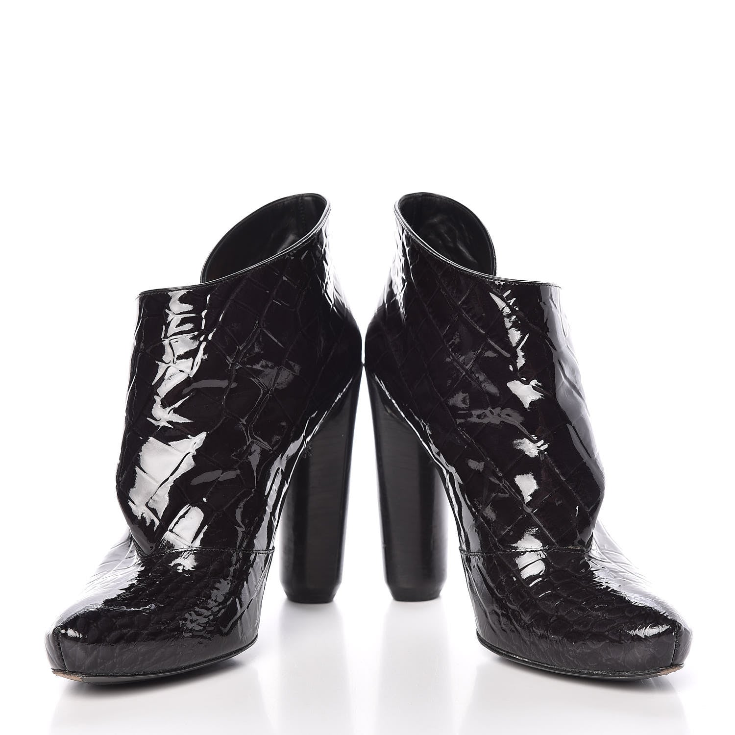 Louis Vuitton Crocodile Embossed Patent Calfskin Delft Cornelia Ankle Boots 38 Black 5 of 15