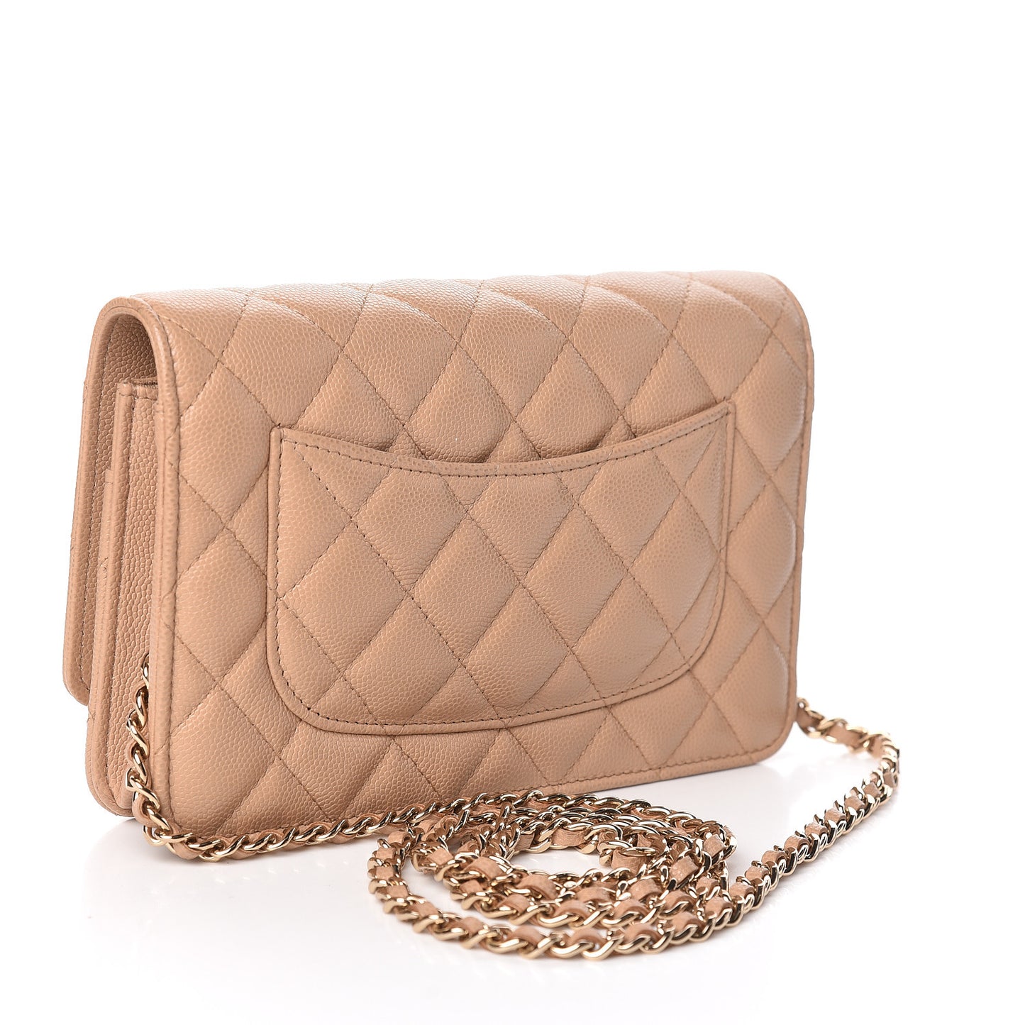 Caviar Quilted Wallet On Chain WOC Beige