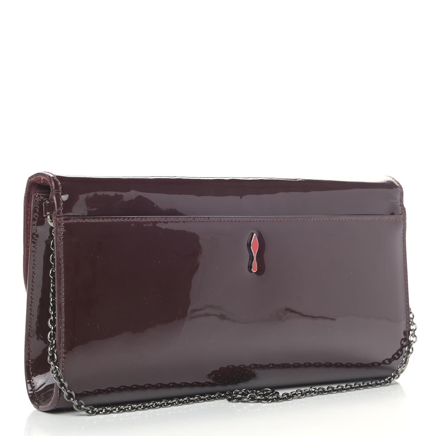 Christian Louboutin Patent Riviera Clutch Lie De Vin 2 of 11