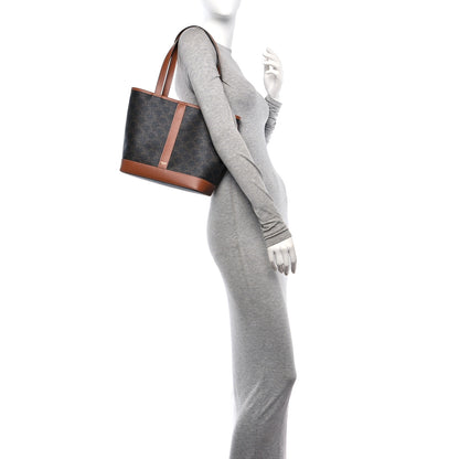 Celine Triomphe Canvas Calfskin Small Cabas Bag Tan 2 of 10