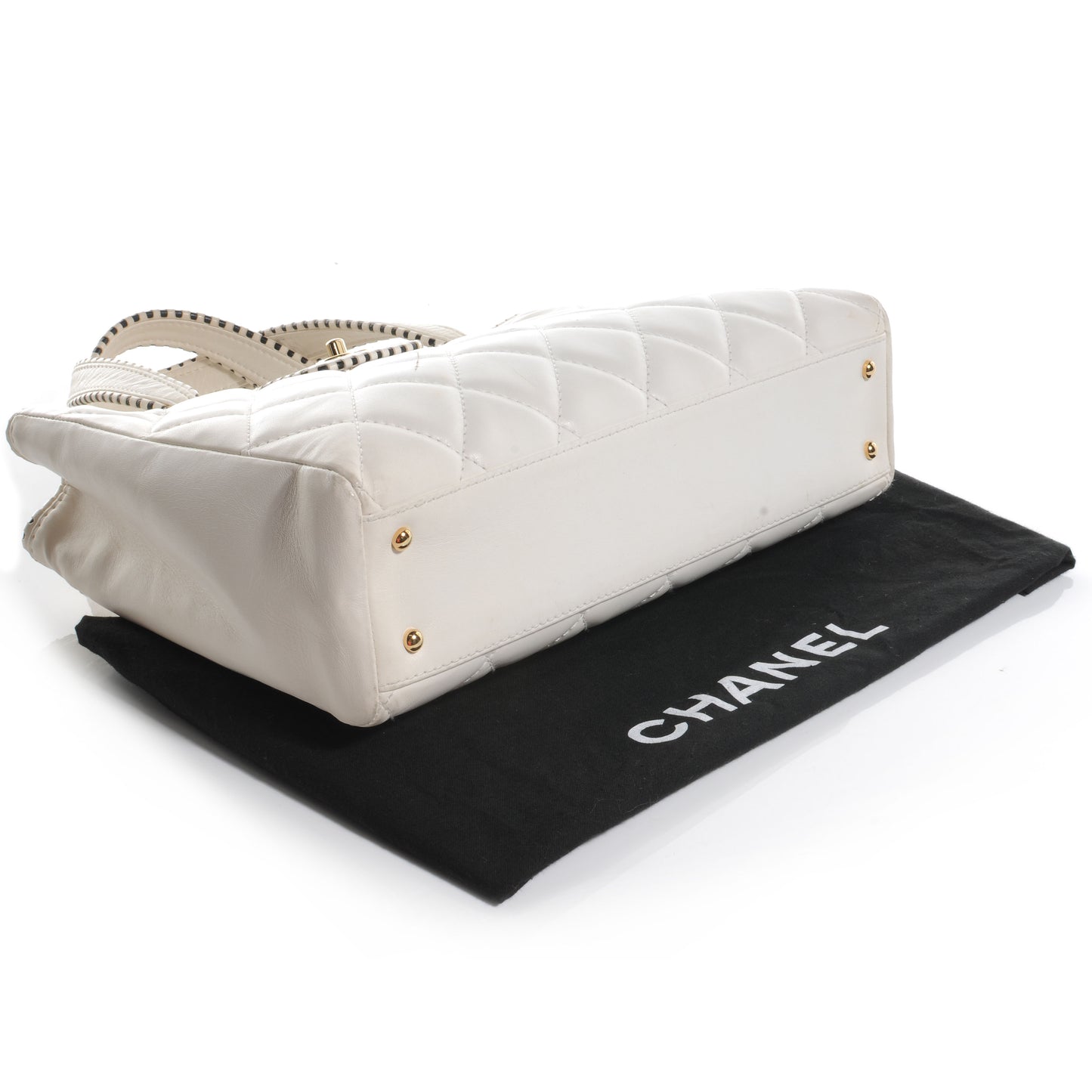 Leather CC Top Handle Bag White