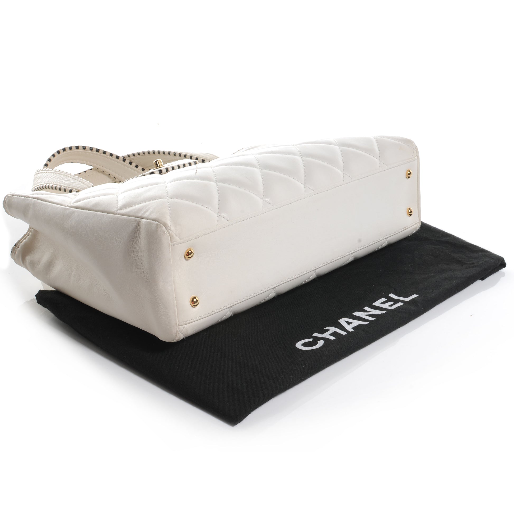 Chanel Leather CC Top Handle Bag White 4 of 11