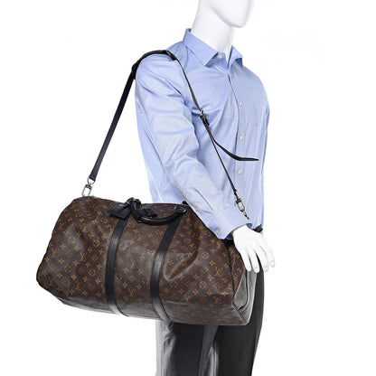 Louis Vuitton Monogram Macassar Keepall Bandouliere 55 2 of 15