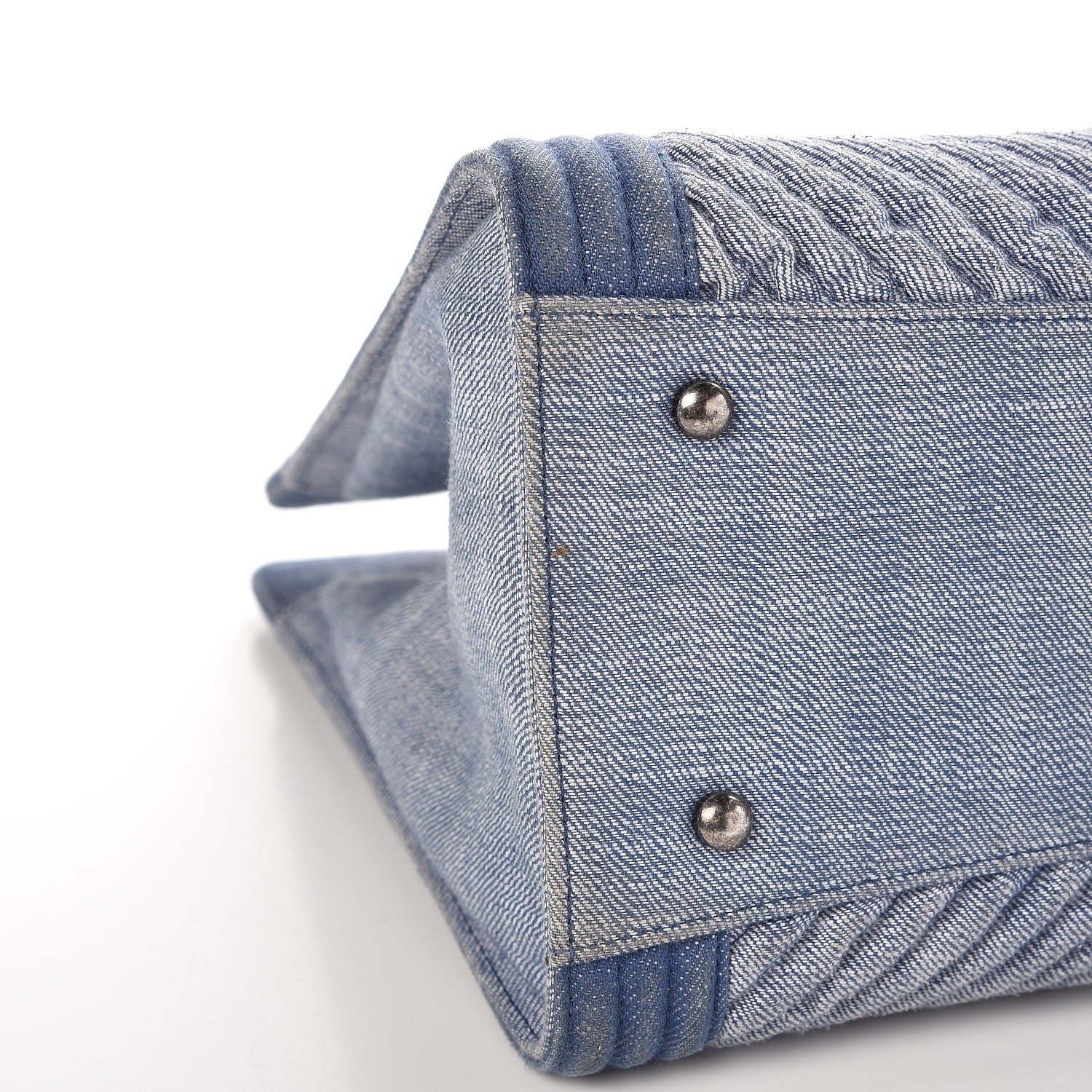 Chanel Denim Chevron Quilted Large Boy Shopping Tote Light Blue 16 of 17