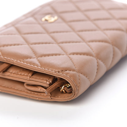 Chanel Lambskin Quilted Wallet on Chain WOC Dark Beige 13 of 23