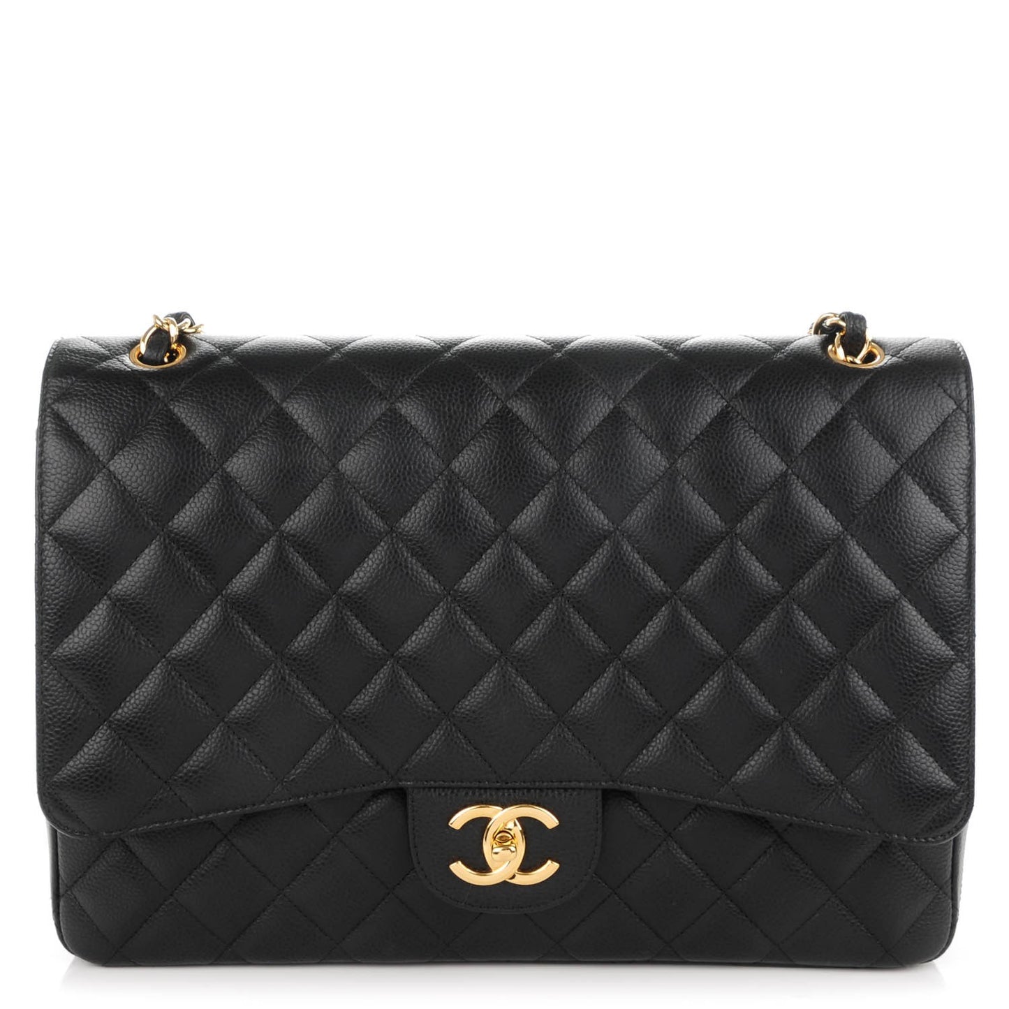 Caviar Quilted Maxi Double Flap Black