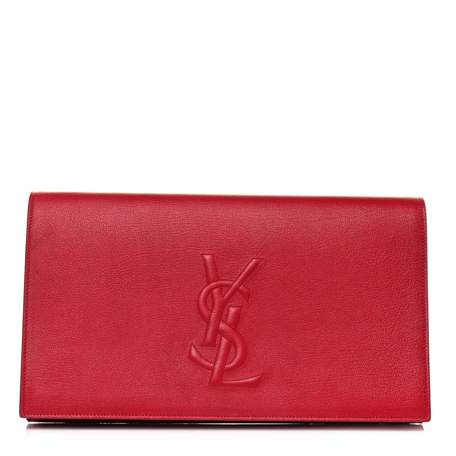 Saint Laurent Calfskin Monogram Large Belle De Jour Clutch Red 1 of 13