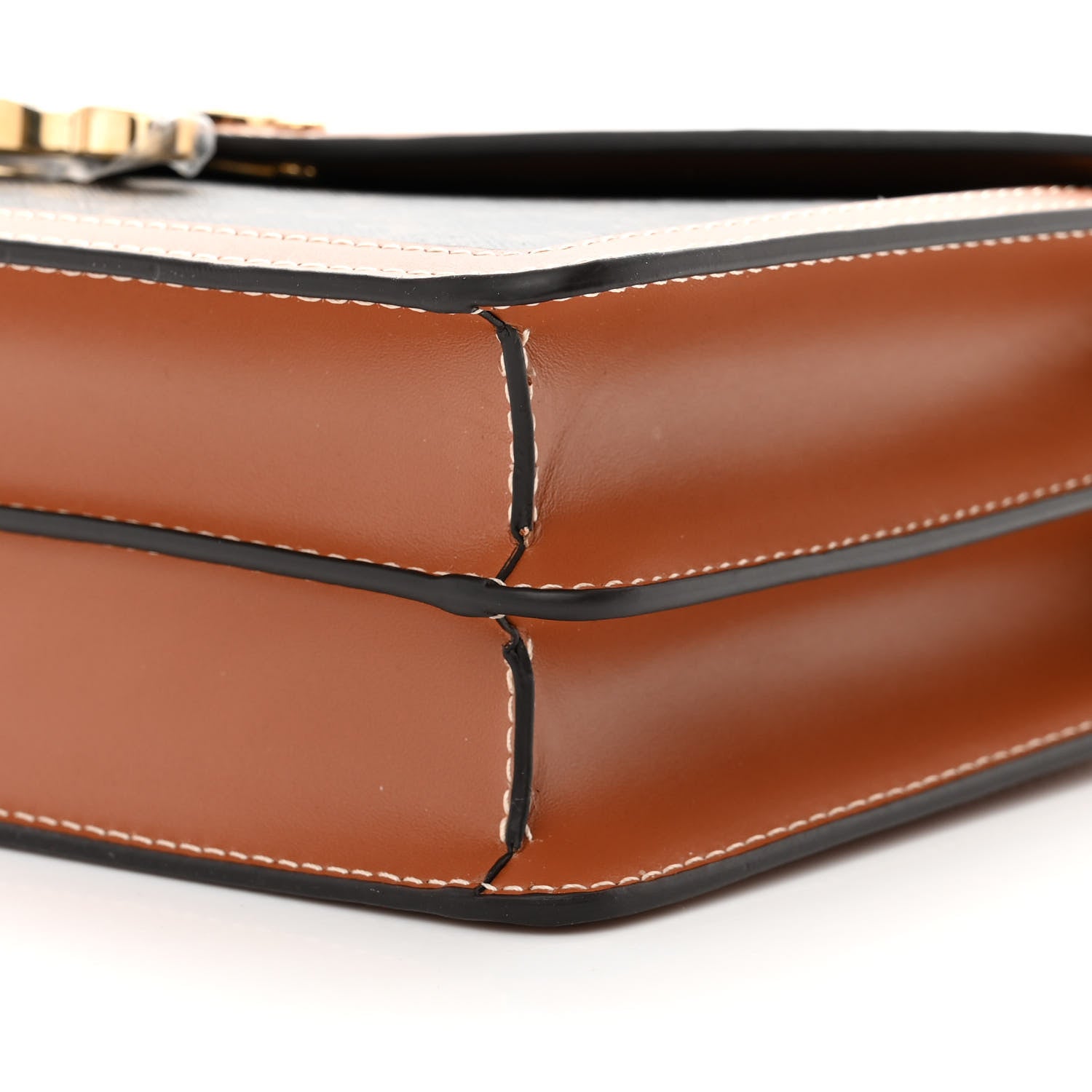 Celine Triomphe Canvas Calfskin Enveloppe Bag Tan 11 of 14