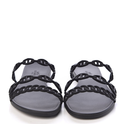 Hermes Rubber Chaine d'Ancre Rivage Sandals 40 Black 2 of 8