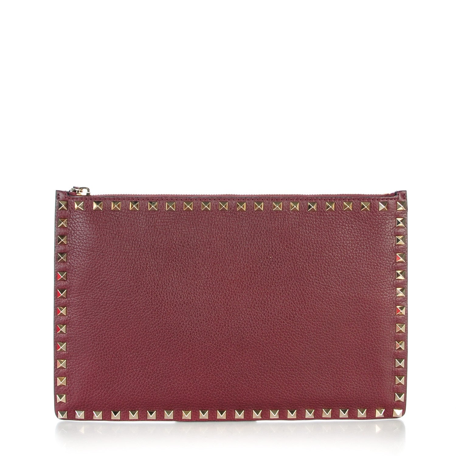 Valentino Garavani Pebbled Calfskin Large Rockstud Zip Pouch Rubin 1 of 8
