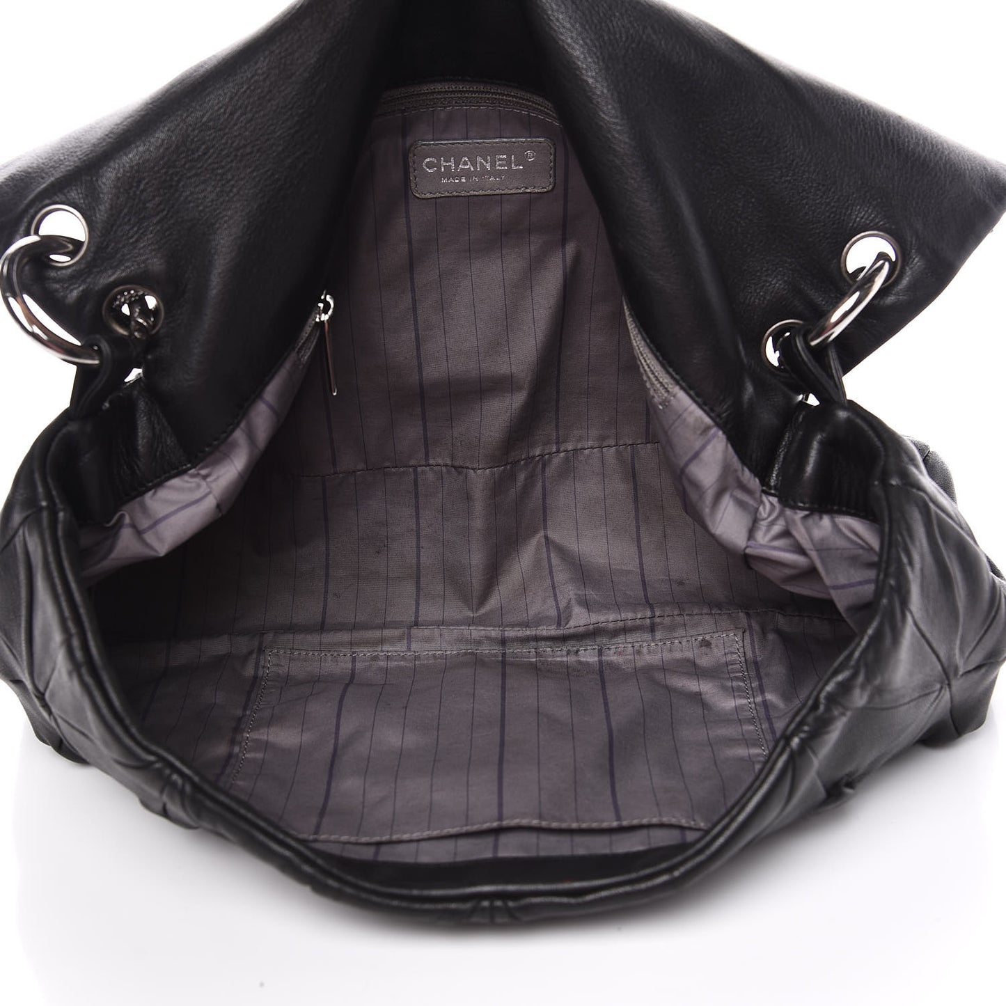 Lambskin Quilted Soft Squares Origami Flap Black