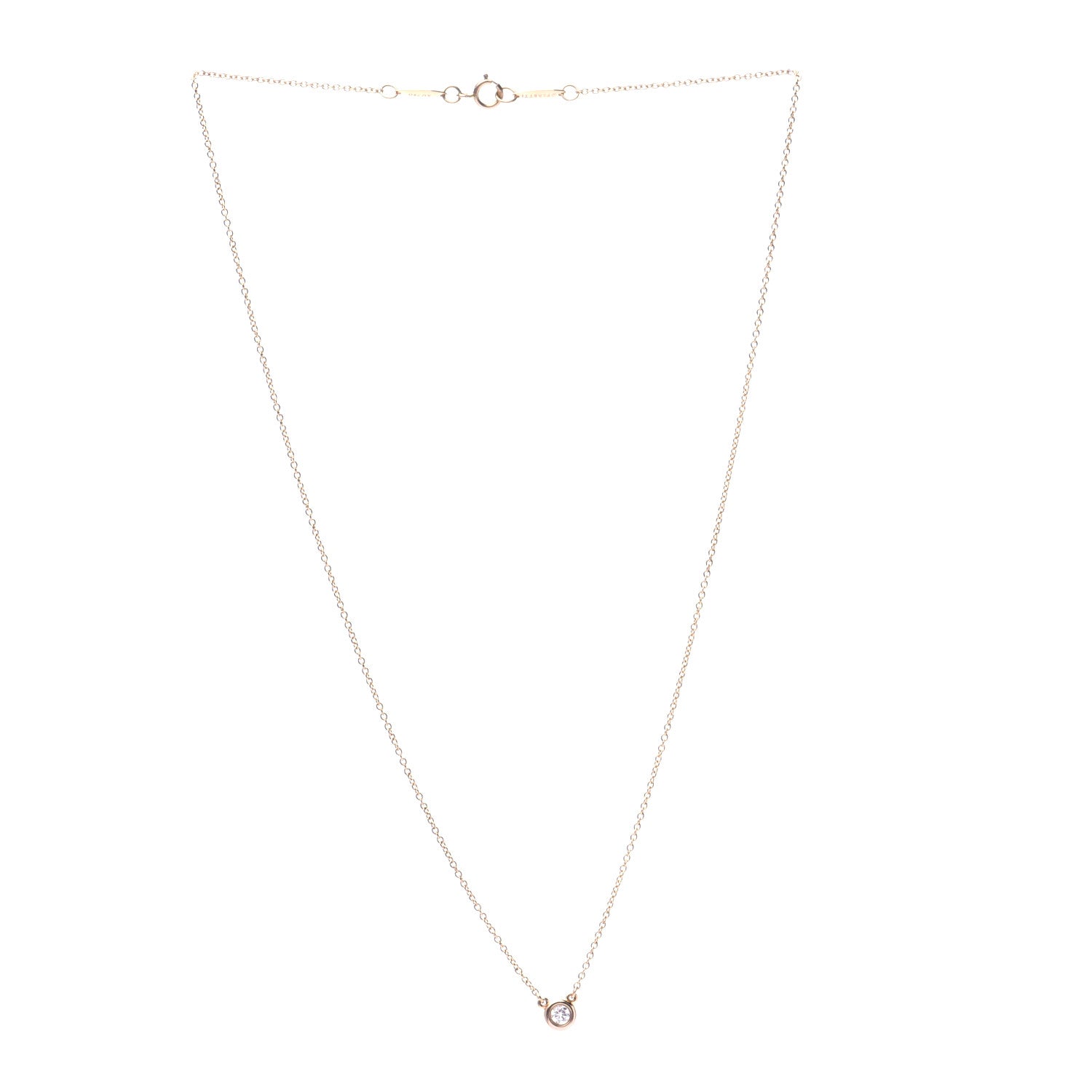 Tiffany 18K Rose Gold Diamond .10ct Elsa Peretti Diamonds by the Yard Pendant Necklace 3 of 5