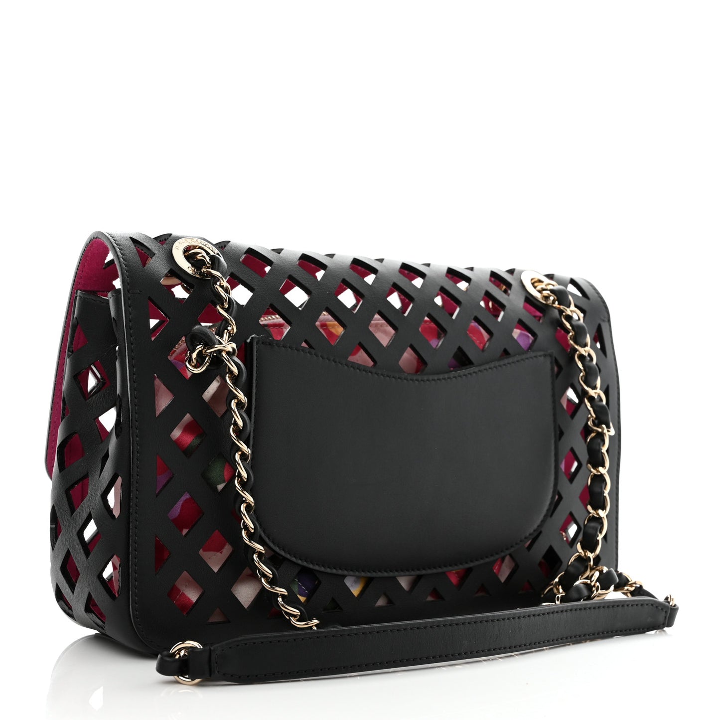 Lambskin Sea Through Flap Black Multicolor