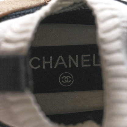 Chanel Mesh Suede Fabric Womens CC Sneakers 38.5 Light 38.5 Pink White Black 7 of 9