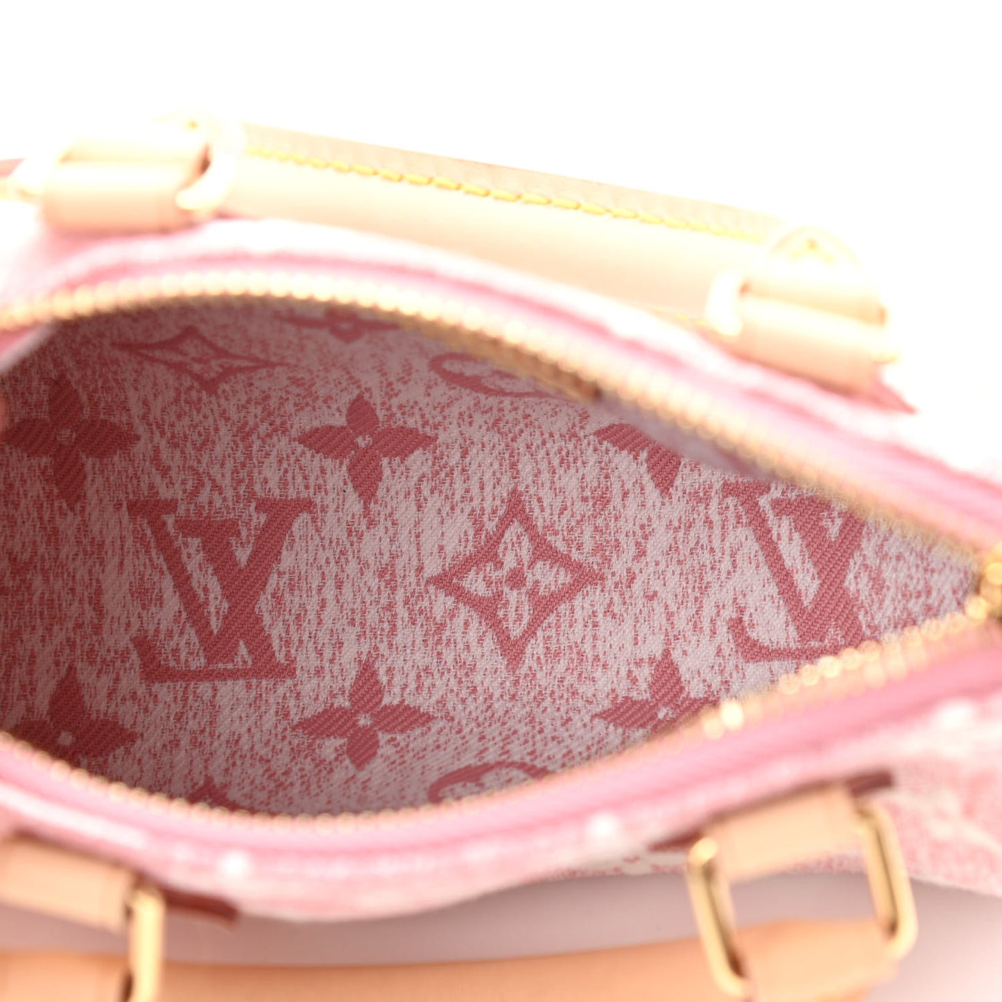 Monogram Jacquard Denim Nano Speedy Bandouliere Pink