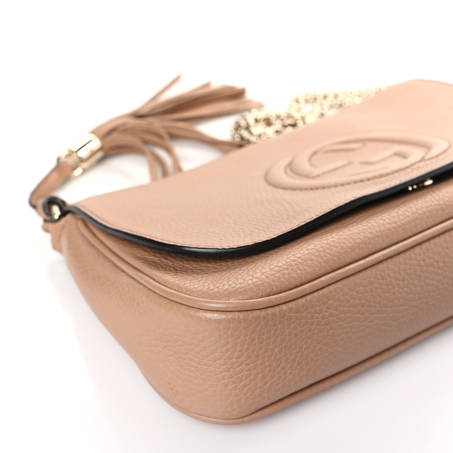 Gucci Pebbled Calfskin Medium Soho Flap Crossbody Camelia 8 of 9