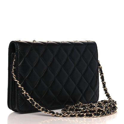 Chanel Lambskin Quilted All About Chanel Wallet On Chain WOC Black 3 of 13