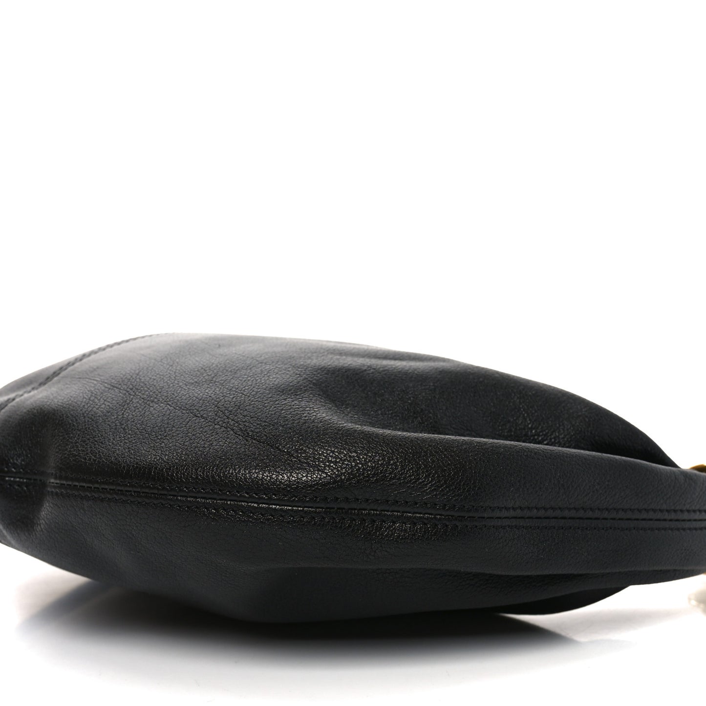 Grained Buffalo Small Bracelet Hobo Bag Black