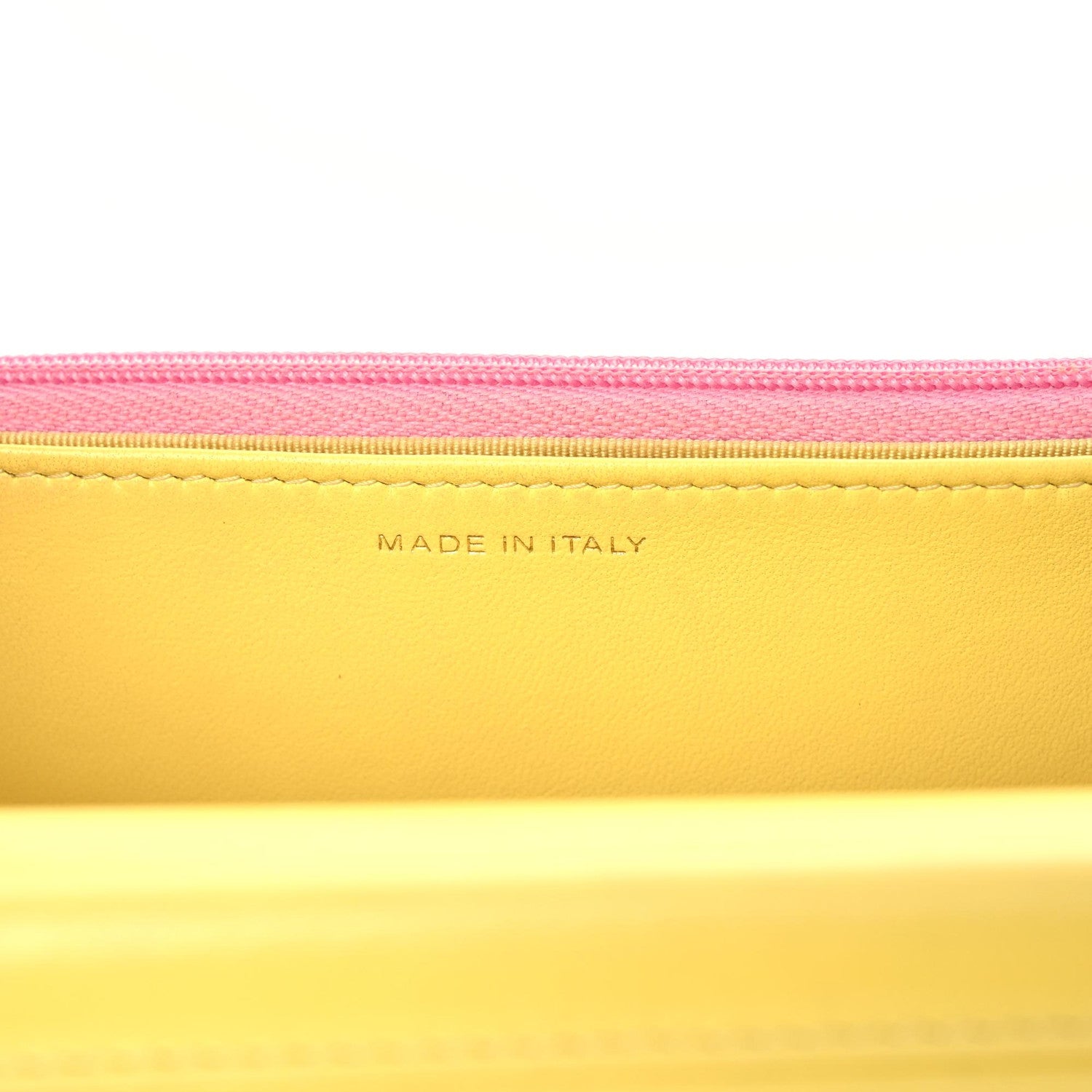 Chanel Lambskin Quilted Wallet On Chain WOC Pink Yellow 7 of 16