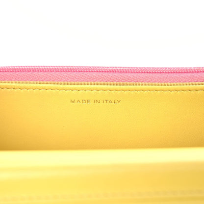 Chanel Lambskin Quilted Wallet On Chain WOC Pink Yellow 7 of 16