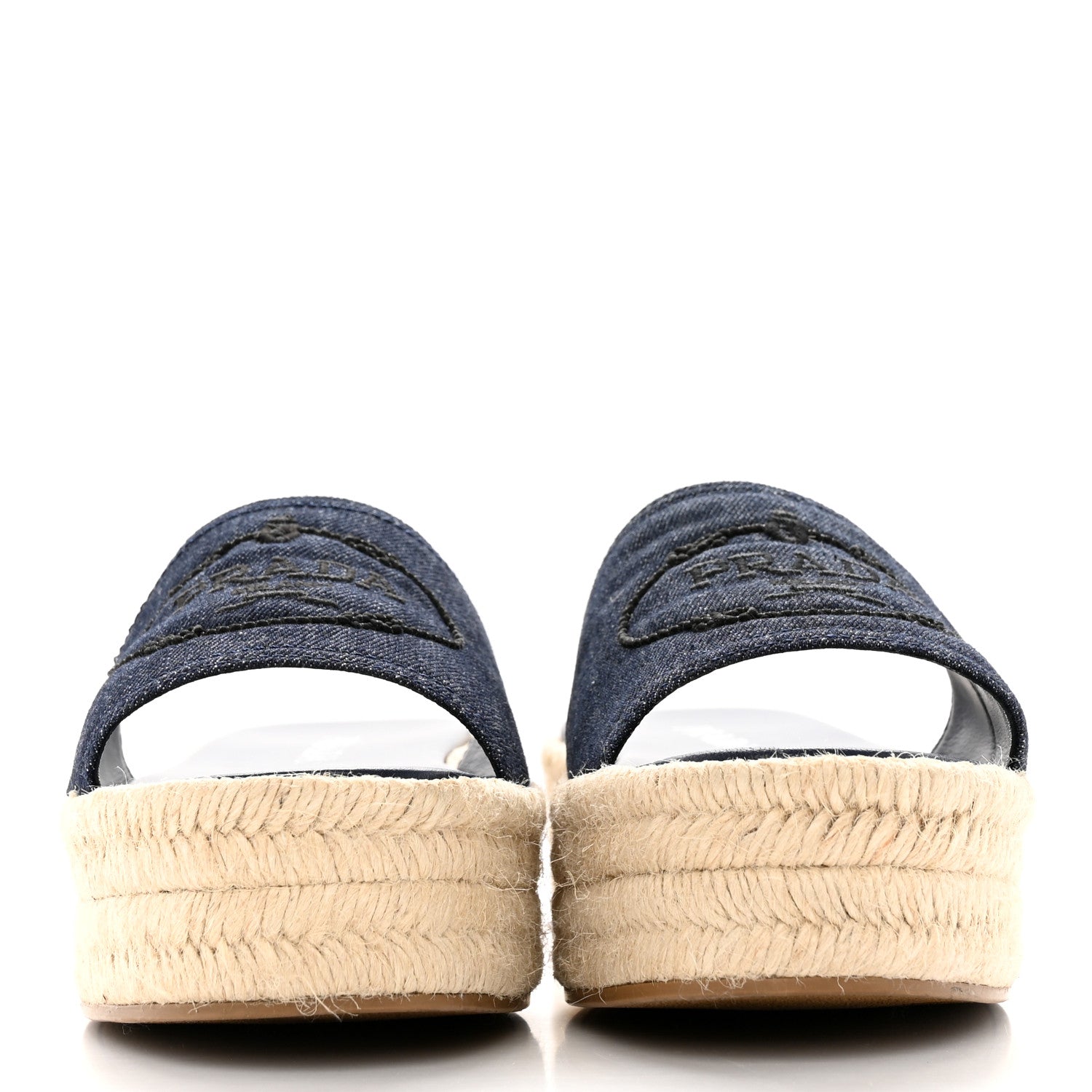 Prada Denim Logo Espadrilles Sandals 40 Blue 2 of 12