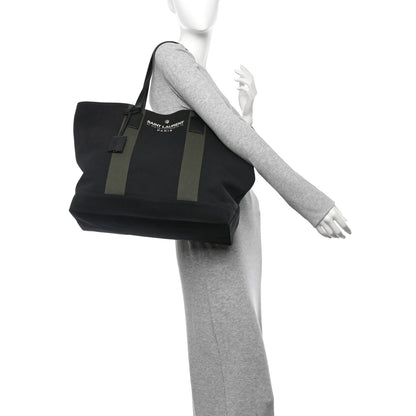 Saint Laurent Canvas Beach Shopping East West Tote Black 2 of 10