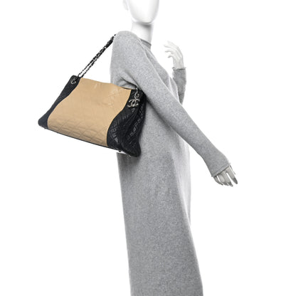 Chanel Lambskin Quilted Large CC Shopping Tote Black Rose Clair 2 of 15