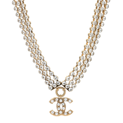 Chanel Metal Crystal CC Multi Strand Short Necklace Gold 1 of 4