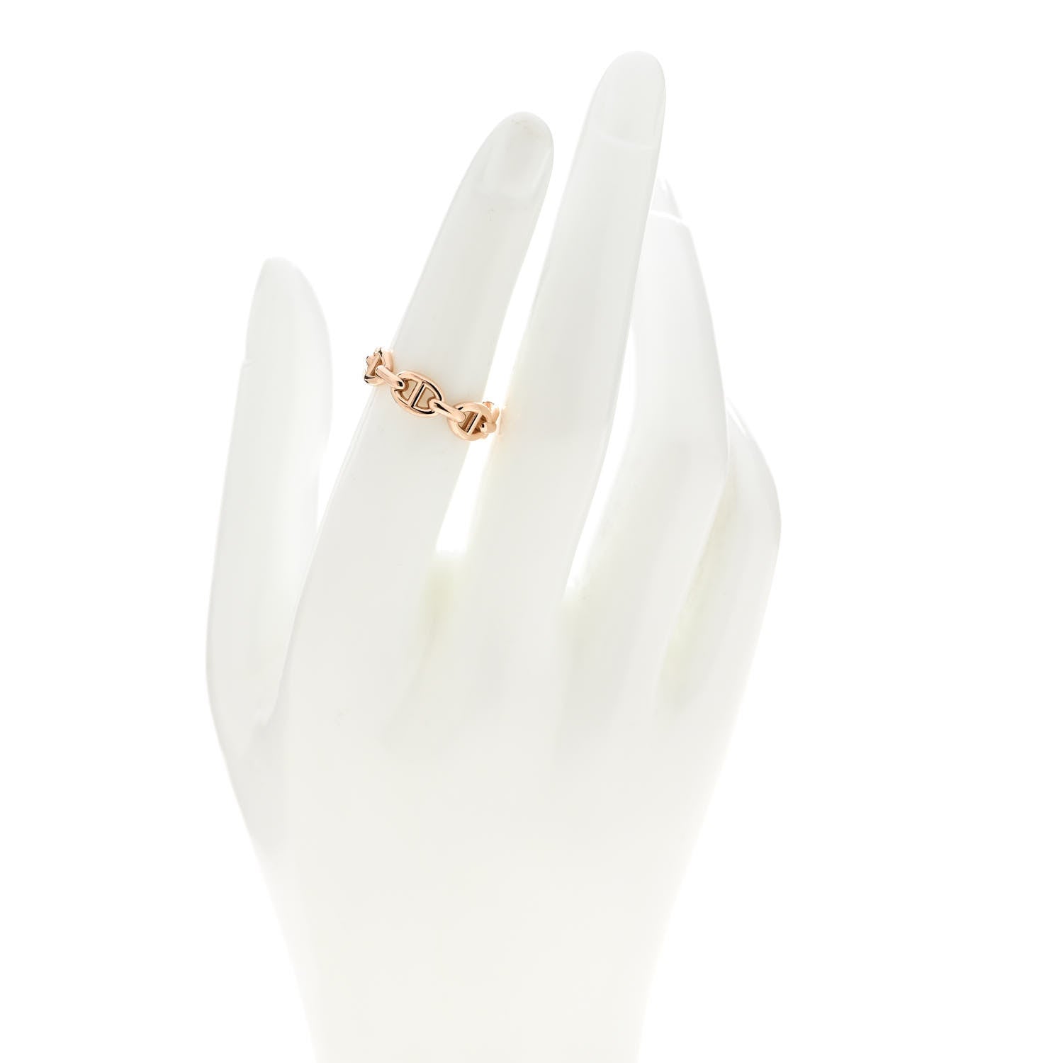 Hermes 18K Rose Gold PM Chaine d'Ancre Enchainee Ring 52 6 2 of 7
