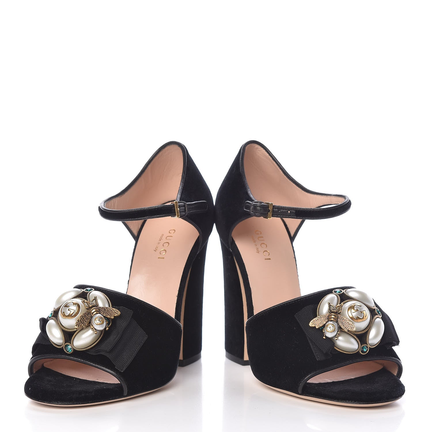 Gucci Velvet Bee Sandal 36 Black 6 of 14