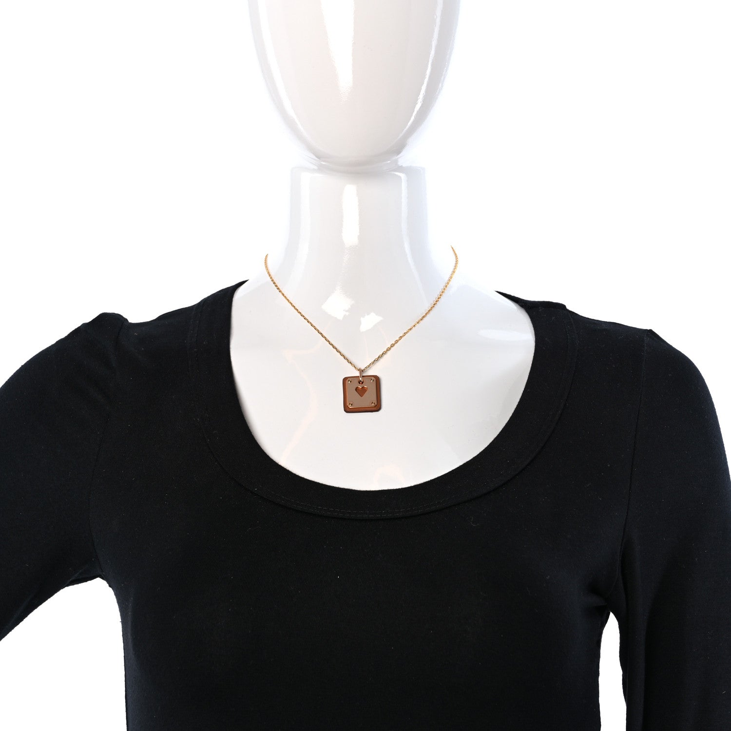 Hermes Rose Gold Plated Swift As De Coeur Necklace Gold 3 of 5