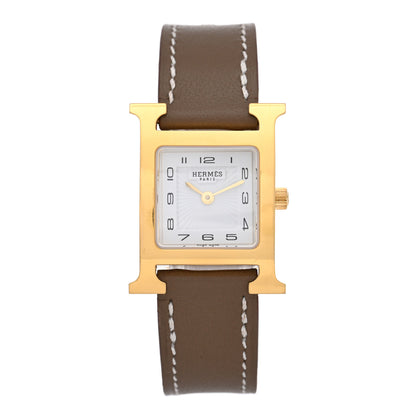 Hermes Stainless Steel Swift 21mm Heure H Hour Quartz Watch Etoupe 1 of 4
