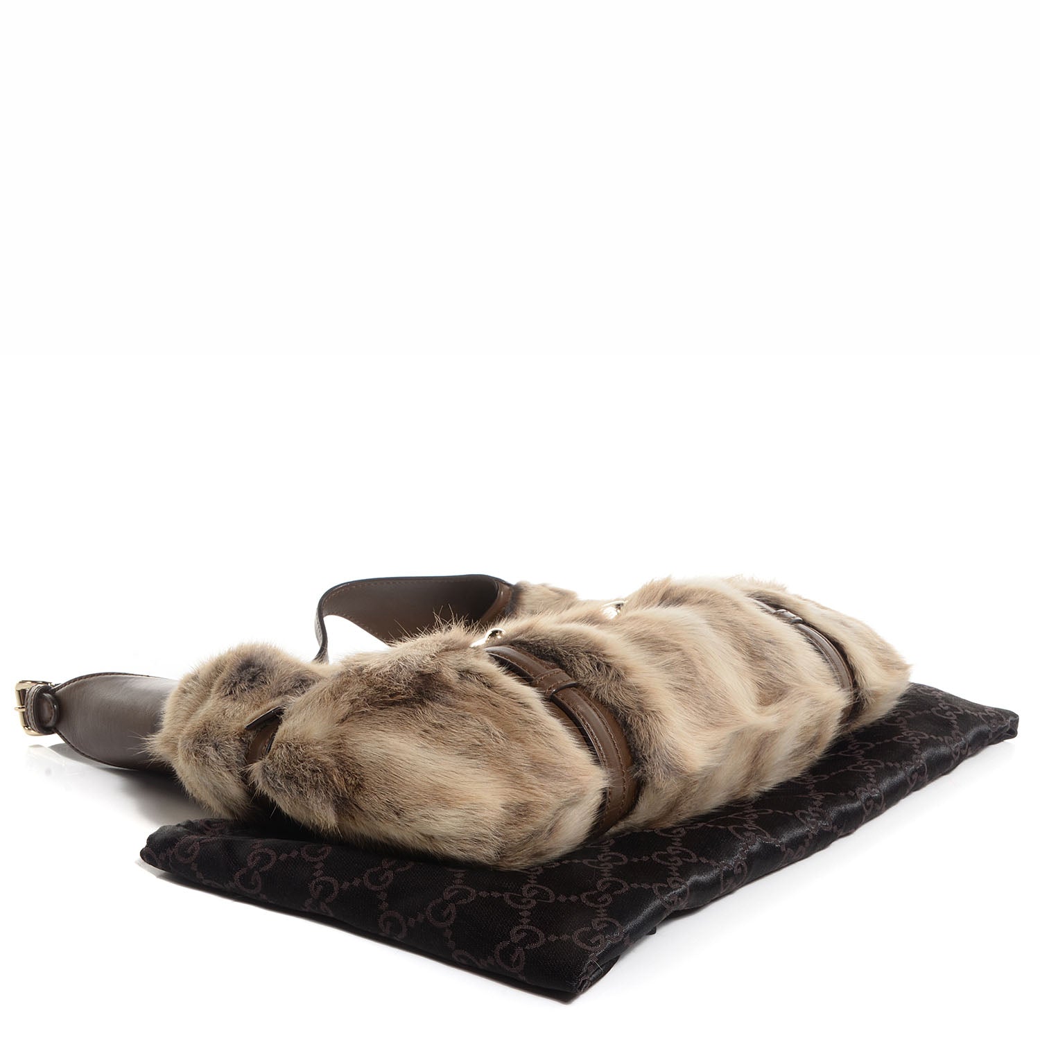 Gucci Rabbit Fur 85th Anniversary Horsebit Hobo Brown 4 of 8