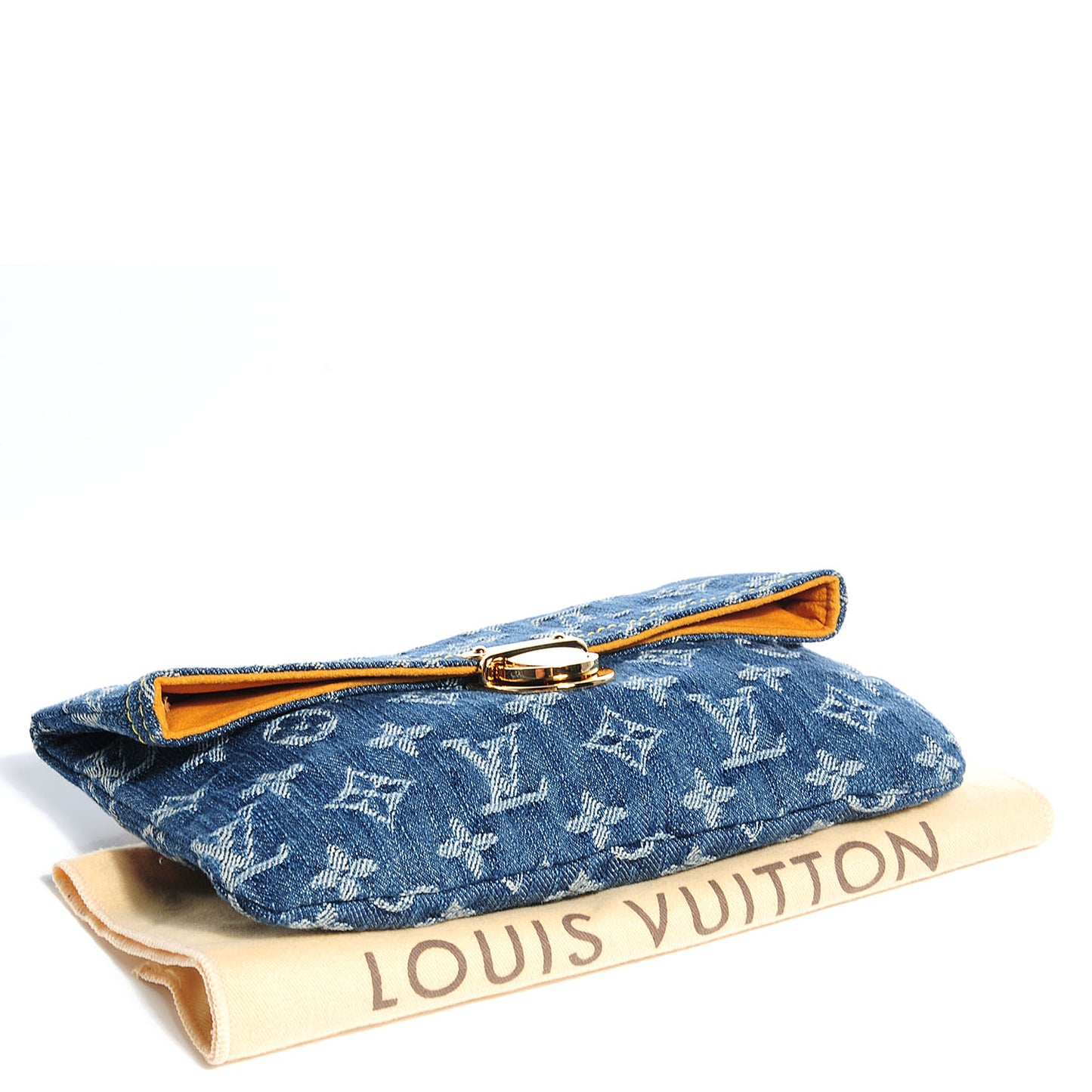 Monogram Denim Pochette Plat Clutch Blue