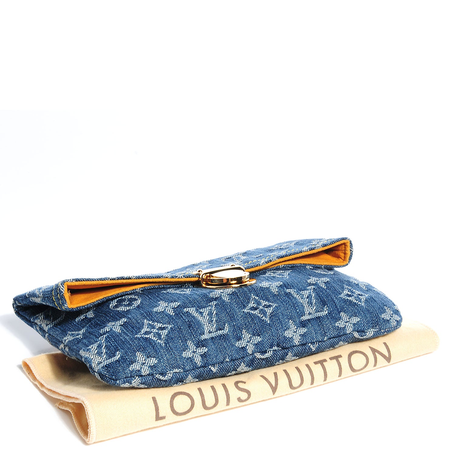 Louis Vuitton Monogram Denim Pochette Plat Clutch Blue 4 of 8