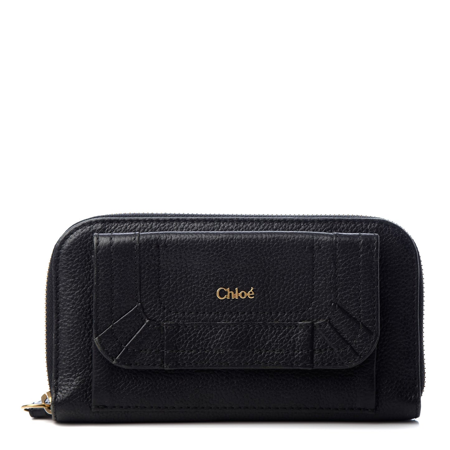 Grained Calfskin Paraty Zip Around Wallet Black