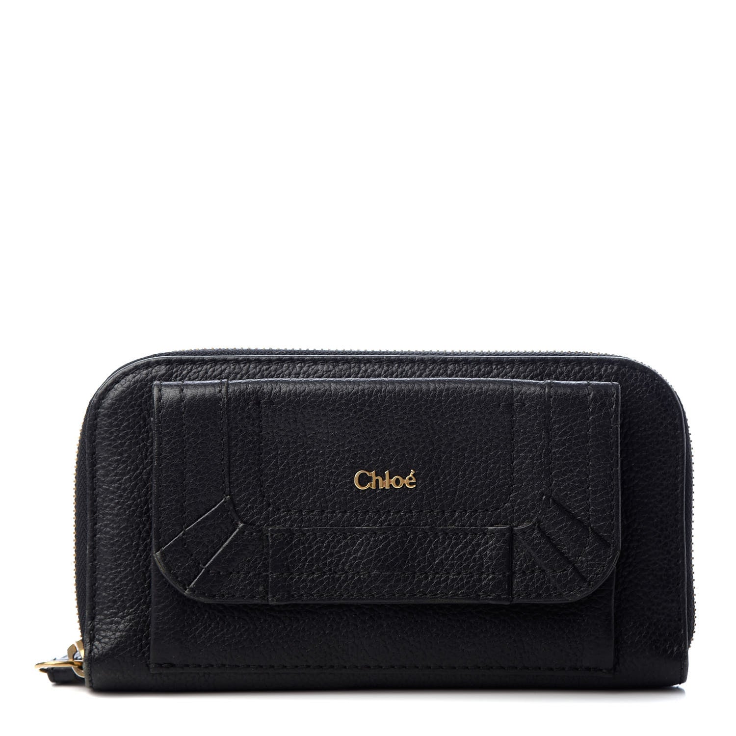 Chloe Grained Calfskin Paraty Zip Around Wallet Black 1 of 8
