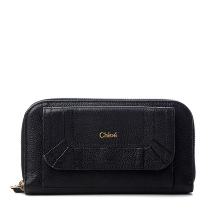 Chloe Grained Calfskin Paraty Zip Around Wallet Black 1 of 8