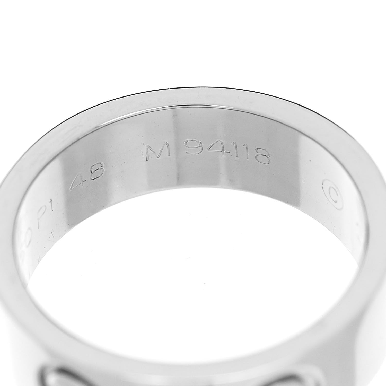 Cartier Platinum 5.5mm LOVE Ring 48 4.5 5 of 6