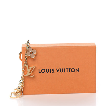 Louis Vuitton Brass Enamel Fleur De Monogram Bag Charm Chain Gold 4 of 4