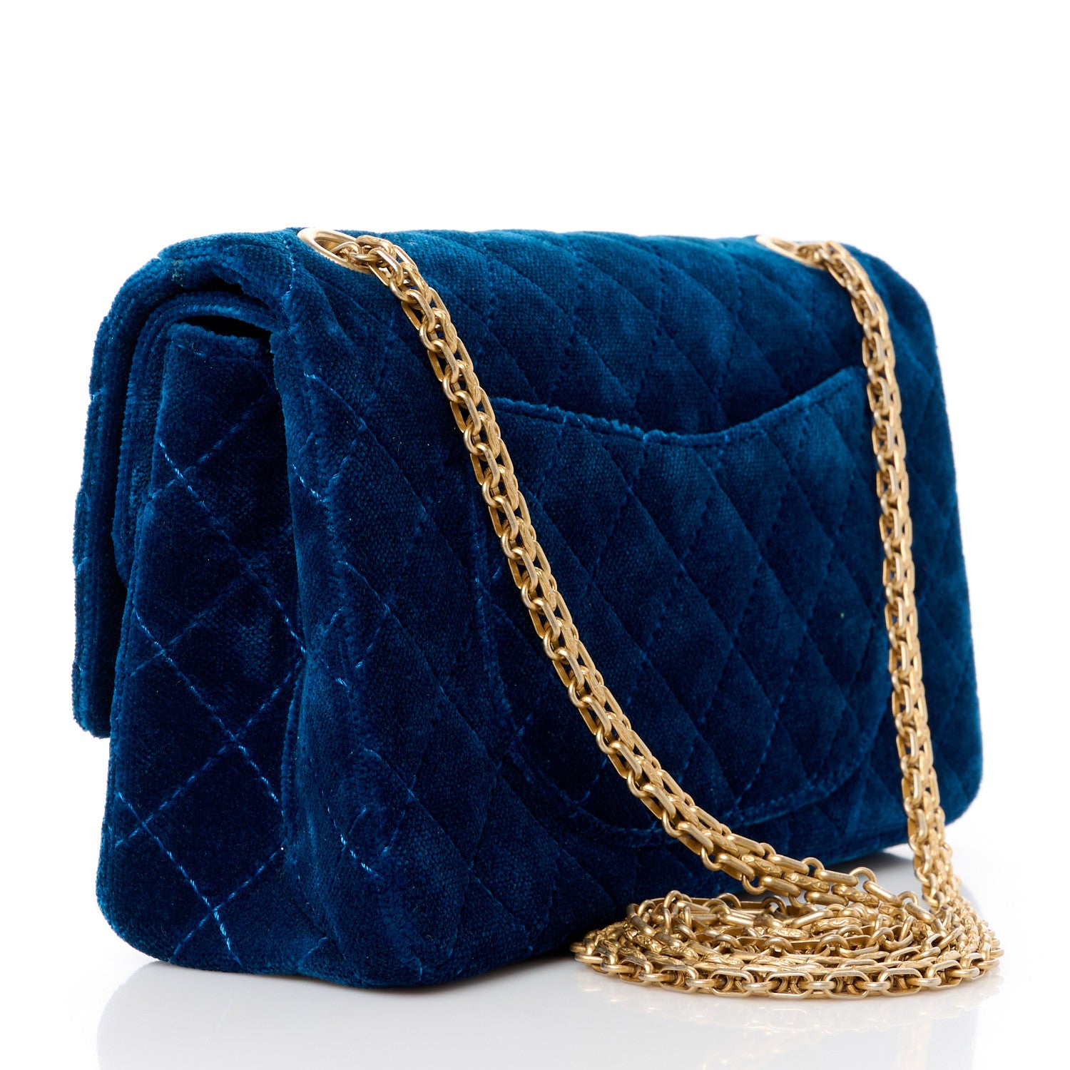 Chanel Velvet Quilted 2.55 Reissue 225 Flap Blue 3 of 11