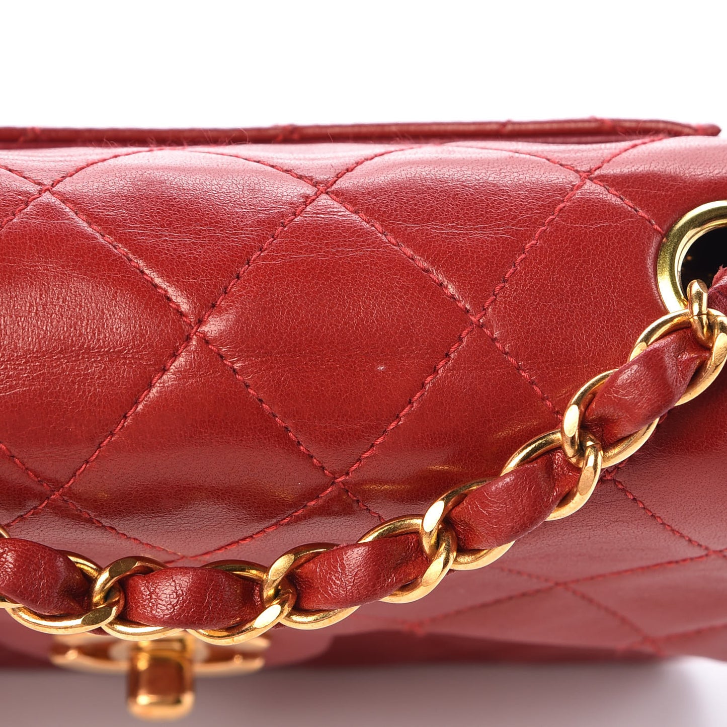 Lambskin Quilted Mini Square Flap Red