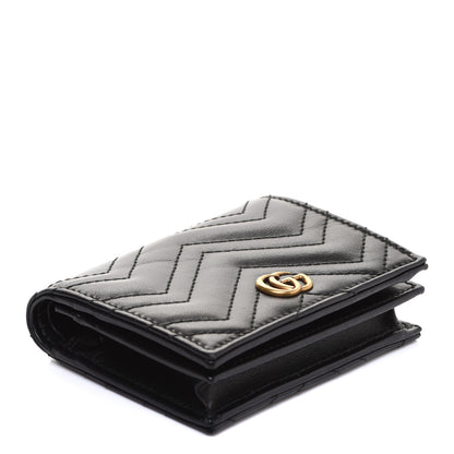 Gucci Calfskin Matelasse GG Marmont Card Case Wallet Black 4 of 9