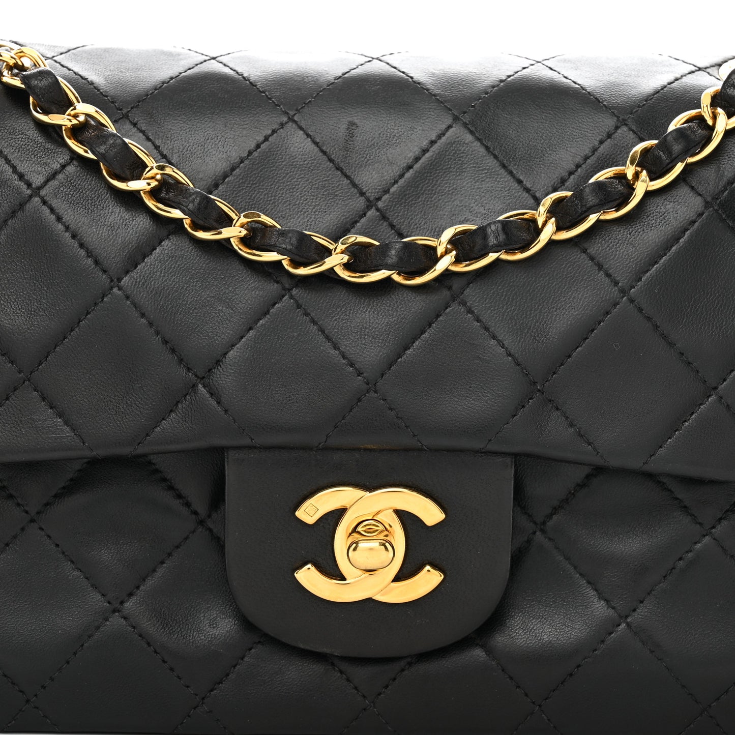 Lambskin Quilted Small Double Flap Black