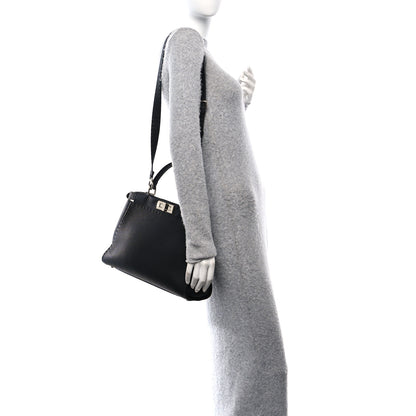 Fendi Cuoio Romano Selleria Bi-Color Medium Peekaboo Iconic Satchel Black Mou 2 of 13