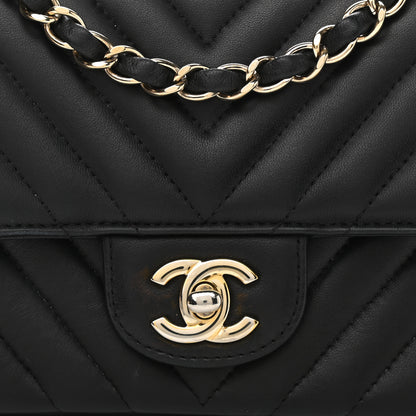 Chanel Lambskin Chevron Quilted Mini Rectangular Flap Black 7 of 13