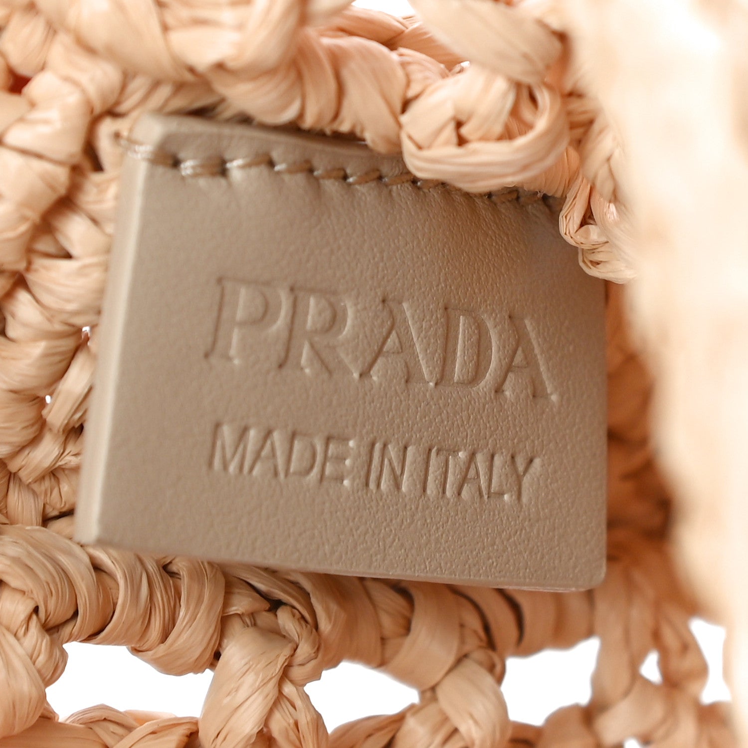Prada Yarn Raffia Effect Crochet Logo Embroidered Tote Bag Naturale 6 of 9
