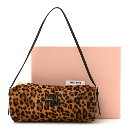 Miu Miu Nappa Calf Hair Leopard Printed Pouch Miele 10 of 10